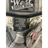 West 49 Men's Chino Shorts Size 28 Gray Blue Plaid Polyester Blend