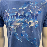 Hurley Men's Large Graphic T Shirt Crew Neck Blue Short Sleeve Regular Fit Cotto