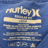 Hurley Men's Large Graphic T Shirt Crew Neck Blue Short Sleeve Regular Fit Cotto