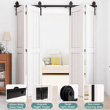 Bifold Barn Door Hardware Kit 72" Rail with Rollers for 4 Door sections
