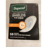 Depend Incontinence Shields for Men, Light Absorbency Disposable Pads, 58 Count