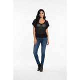 Foxy Jeans Women's XS Crochet Sweater Vest Black Scoop Neck Sleeveless