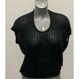 Foxy Jeans Women's XS Crochet Sweater Vest Black Scoop Neck Sleeveless