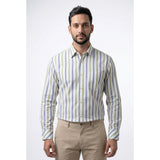 Haggar Men's Fade Resistant Extra Large Cotton Blue / Green Striped Dress Shirt