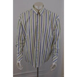 Haggar Men's Fade Resistant Extra Large Cotton Blue / Green Striped Dress Shirt