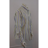 Haggar Men's Fade Resistant Extra Large Cotton Blue / Green Striped Dress Shirt