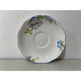 Royal Albert Crown China Japonica Orphaned Saucer  Blue Trim Floral