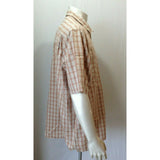Cabela's Men's Beige Orange Plaid Short sleeve Button Up Cotton Blend Shirt XL