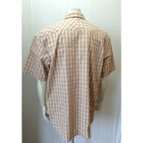 Cabela's Men's Beige Orange Plaid Short sleeve Button Up Cotton Blend Shirt XL