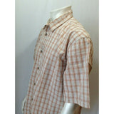 Cabela's Men's Beige Orange Plaid Short sleeve Button Up Cotton Blend Shirt XL