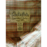 Cabela's Men's Beige Orange Plaid Short sleeve Button Up Cotton Blend Shirt XL
