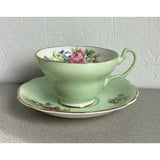 Foley China Teacup Saucer Set Pale Green Floral Foley Tulip