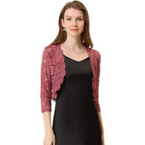 Allegra K Women's Elegant 3/4 Sleeve Sheer Floral Lace Shrug Top Size Small NEW