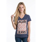 Calvin Klein Jeans Women's Navy Blue Tee Size Medium Polyester Blend