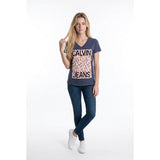 Calvin Klein Jeans Women's Navy Blue Tee Size Medium Polyester Blend