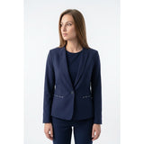 Tradition Women's Size 6 Blue Polyester Single Button Padded Shoulder Blazer NEW
