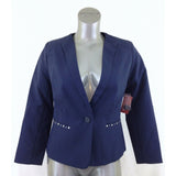 Tradition Women's Size 6 Blue Polyester Single Button Padded Shoulder Blazer NEW