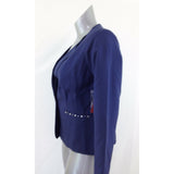 Tradition Women's Size 6 Blue Polyester Single Button Padded Shoulder Blazer NEW