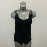 Suzy Shier Top Women's Medium Black Rayon/Spandex Sleeveless Tank beaded