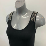 Suzy Shier Top Women's Medium Black Rayon/Spandex Sleeveless Tank beaded