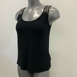 Suzy Shier Top Women's Medium Black Rayon/Spandex Sleeveless Tank beaded