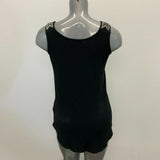Suzy Shier Top Women's Medium Black Rayon/Spandex Sleeveless Tank beaded