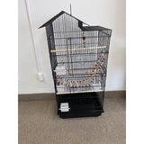 BIRD CAGE for small Birds - black metal, plastic tray 39X17X13" NEW