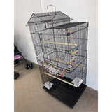 BIRD CAGE for small Birds - black metal, plastic tray 39X17X13" NEW