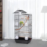 BIRD CAGE for small Birds - black metal, plastic tray 39X17X13" NEW