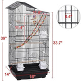 BIRD CAGE for small Birds - black metal, plastic tray 39X17X13" NEW