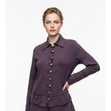Neon Budda Women's Medium Purple Cotton/Spandex Button Up Collared Top shirt