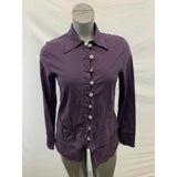 Neon Budda Women's Medium Purple Cotton/Spandex Button Up Collared Top shirt
