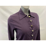 Neon Budda Women's Medium Purple Cotton/Spandex Button Up Collared Top shirt