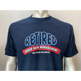 Retirement T Shirt Mens Large Navy Blue Orange Dingo Brand Screened