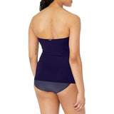 Anne Cole Twist Front Shirred Bandeau Tankini Swim Top Navy Size Small NWT
