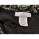 Papillon Blanc Full Zip Blouse Women's Size XS Black Floral Long Sleeve Scoop Neck Cotton Blend