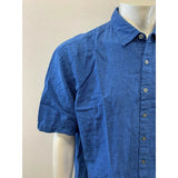 Daniel Hechter Men's XXL Blue Plaid Short Sleeve Button Up Linen/Cotton Shirt