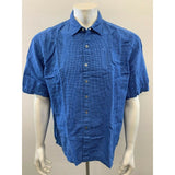 Daniel Hechter Men's XXL Blue Plaid Short Sleeve Button Up Linen/Cotton Shirt