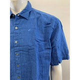 Daniel Hechter Men's XXL Blue Plaid Short Sleeve Button Up Linen/Cotton Shirt
