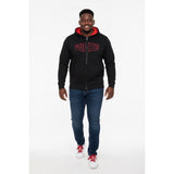 Nike Men's M black full zip up Jacket with hood, FORCE spell out red