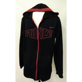Nike Men's M black full zip up Jacket with hood, FORCE spell out red