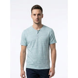 Joseph Abboud Men's Extra Large Blue Short Sleeve 1/4 Button Collarless T Shirt
