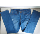 Levi's 314 Shaping Straight Blue Jeans Distressed Stretch Womens Size 33X32 NWOT