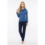 Buffalo Cold Shoulder Sweater Women's Blue Turtleneck Rayon/Nylon Pullover NEW