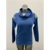 Buffalo Cold Shoulder Sweater Women's Blue Turtleneck Rayon/Nylon Pullover NEW