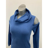 Buffalo Cold Shoulder Sweater Women's Blue Turtleneck Rayon/Nylon Pullover NEW