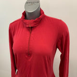 Roots Active Women's 1/4 Zip Pullover Size Large Red Cotton/Polyester Long Sleeve Top