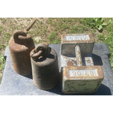 Lot Of 3 Vintage Weights  2 Bell Shaped @15.6 LB Each And One Scale Weight @ 30lb