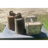 Lot Of 3 Vintage Weights  2 Bell Shaped @15.6 LB Each And One Scale Weight @ 30lb