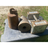Lot Of 3 Vintage Weights  2 Bell Shaped @15.6 LB Each And One Scale Weight @ 30lb